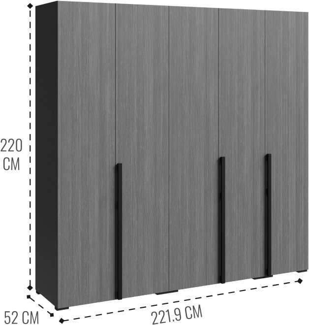Шкаф Болонья 5-дверный серый