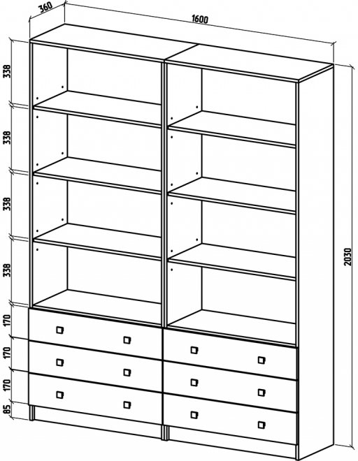 Шкаф Бостон-19 итальянский орех