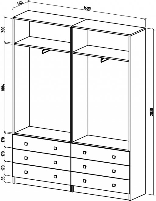 Шкаф Бостон-21 итальянский орех