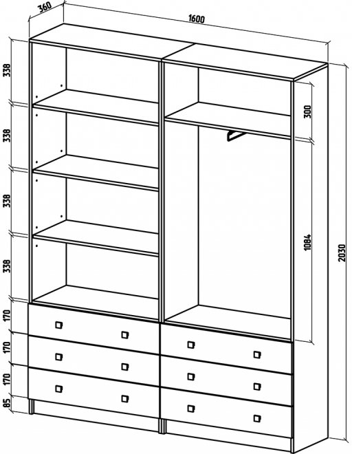 Шкаф Бостон-23 итальянский орех