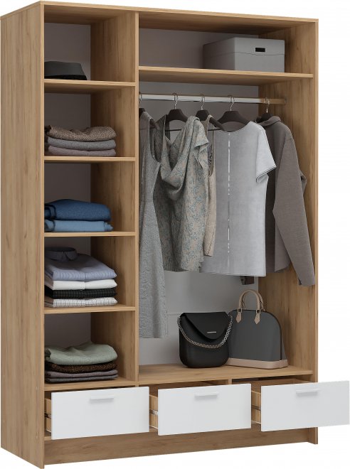 Шкаф Бран ШК-03 белый / дуб крафт золото