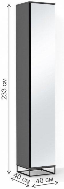 Шкаф City 40 одностворчатый с зеркалом графит
