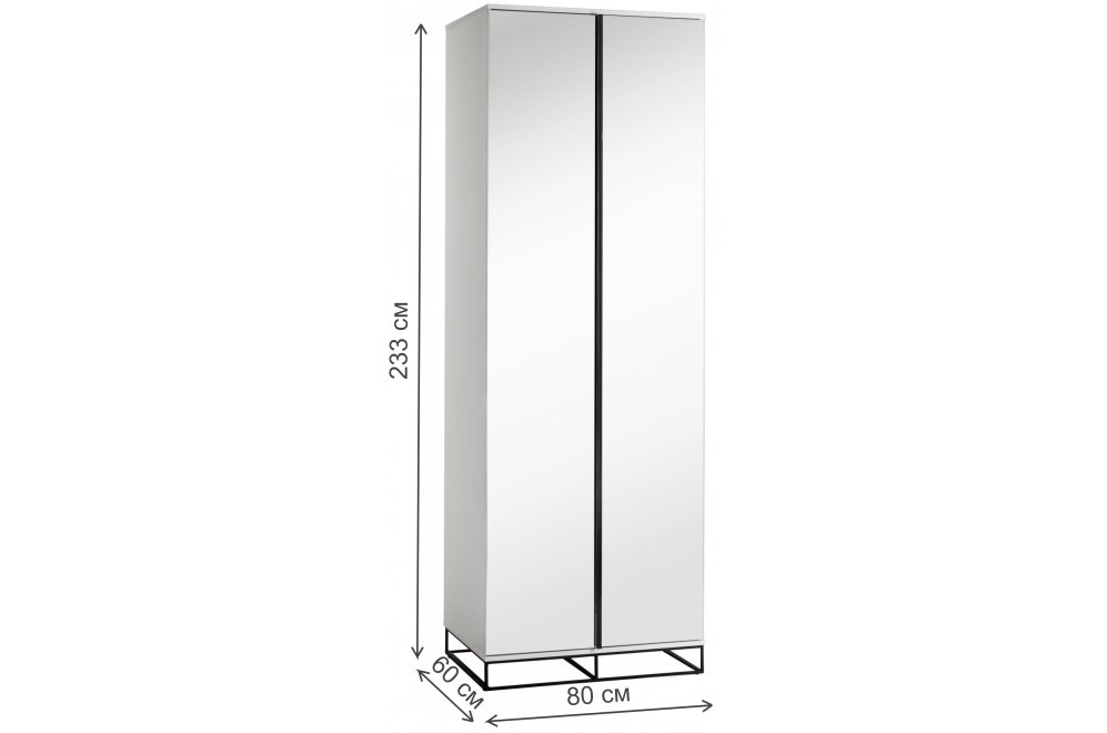 Шкаф City 60 двухстворчатый с зеркалом белый