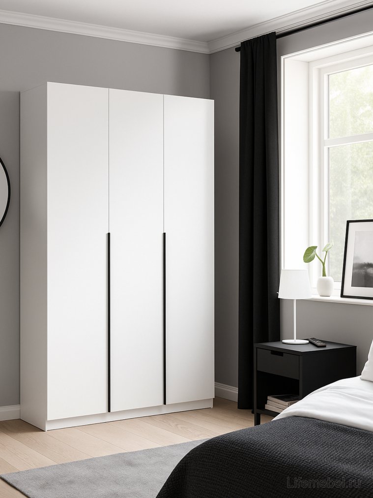 Шкаф Даиго трехстворчатый белый текстурный