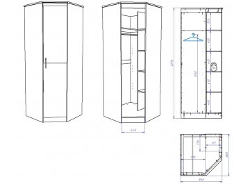 Угловой шкаф Денвер угловой риббек серый / камень темный