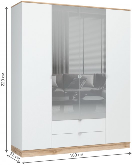 Шкаф Джидда 1800 белый / дуб делано