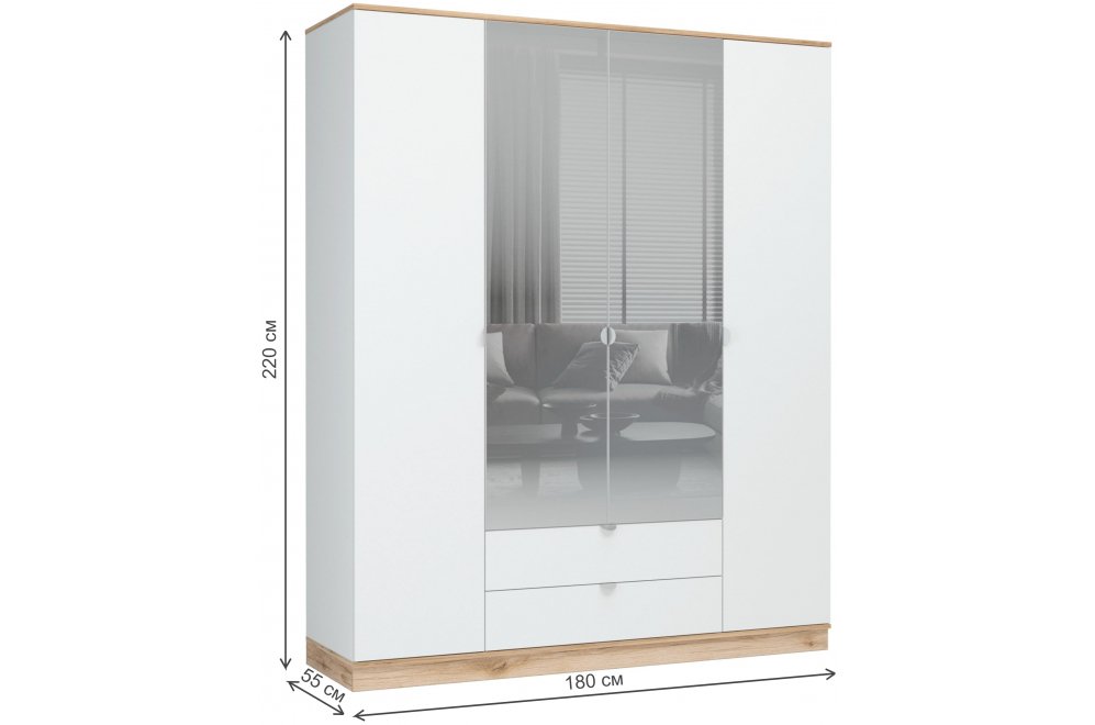 Шкаф Джидда 1800 белый / дуб делано