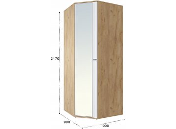 Распашной шкаф Эмилия ЭЛ-17К дуб крафт золотой / меренга