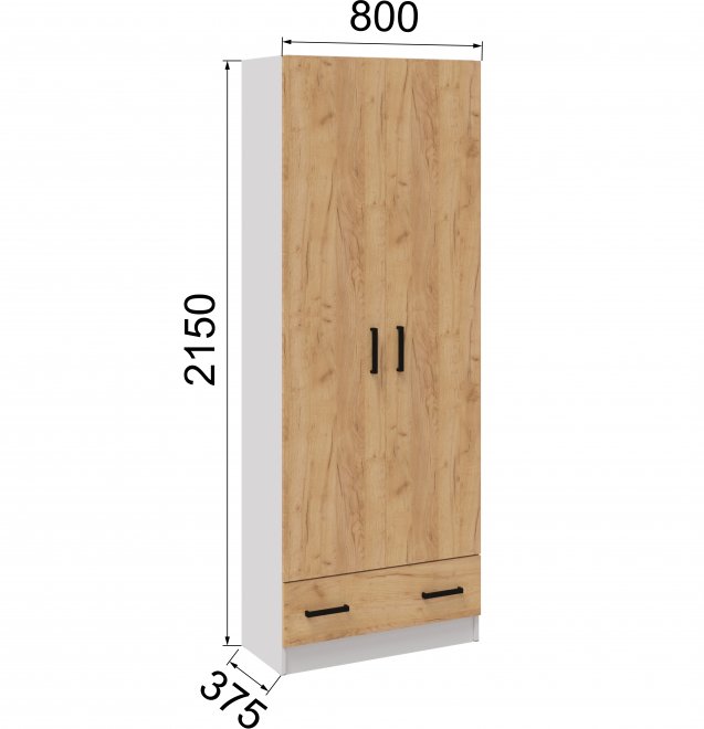 Шкаф Кевин 80 белый / дуб крафт золотой