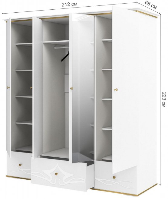 Шкаф Либерти МН-313-05 белый / белый глянец