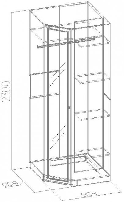 Шкаф Sherlock 63 с зеркалом дуб сонома
