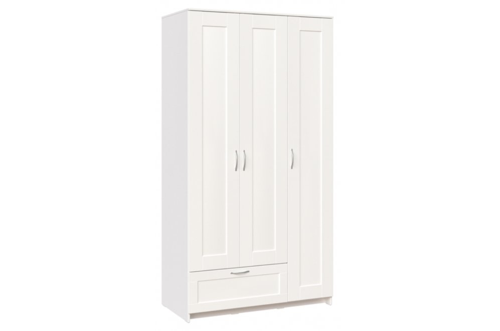 Шкаф Сириус трехдверный с одним выдвижным ящиком белый