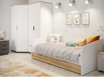 Распашной шкаф Скайлайт СЛ-2К блэквуд ячменный / белый / меренга