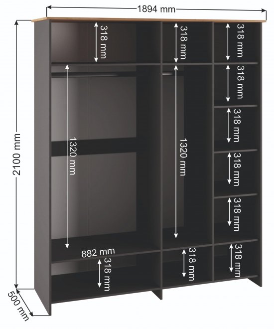Шкаф Теодора 4Д графит / крафт золотой