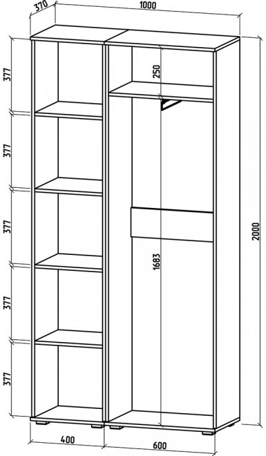 Шкаф Тунис-5 дуб сонома