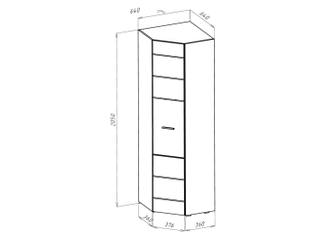 Угловой шкаф Shine 64 см белый / белый глянец