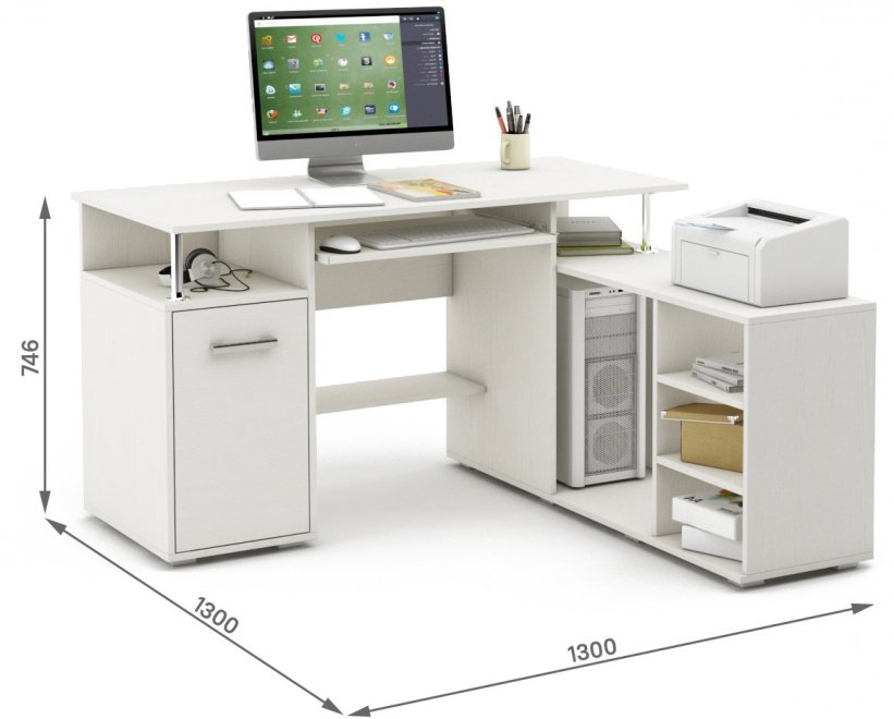 Компьютерный стол Амбер-10К белый