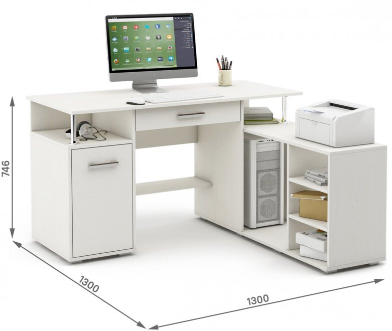 Компьютерный стол Амбер-10Я белый