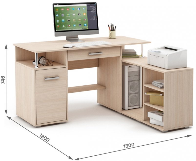 Компьютерный стол Амбер-10Я дуб молочный