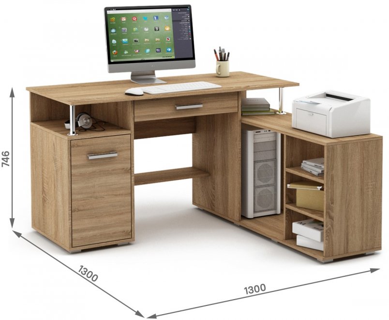 Компьютерный стол Амбер-10Я дуб сонома