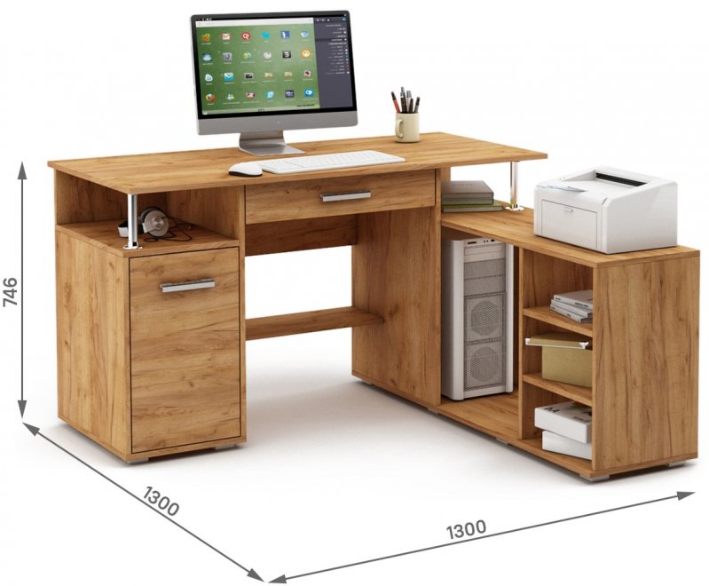 Компьютерный стол Амбер-10Я дуб золотистый