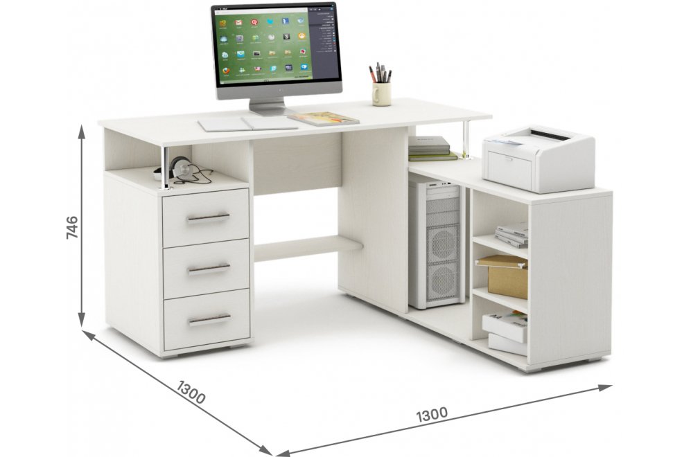 Компьютерный стол Амбер-12 белый