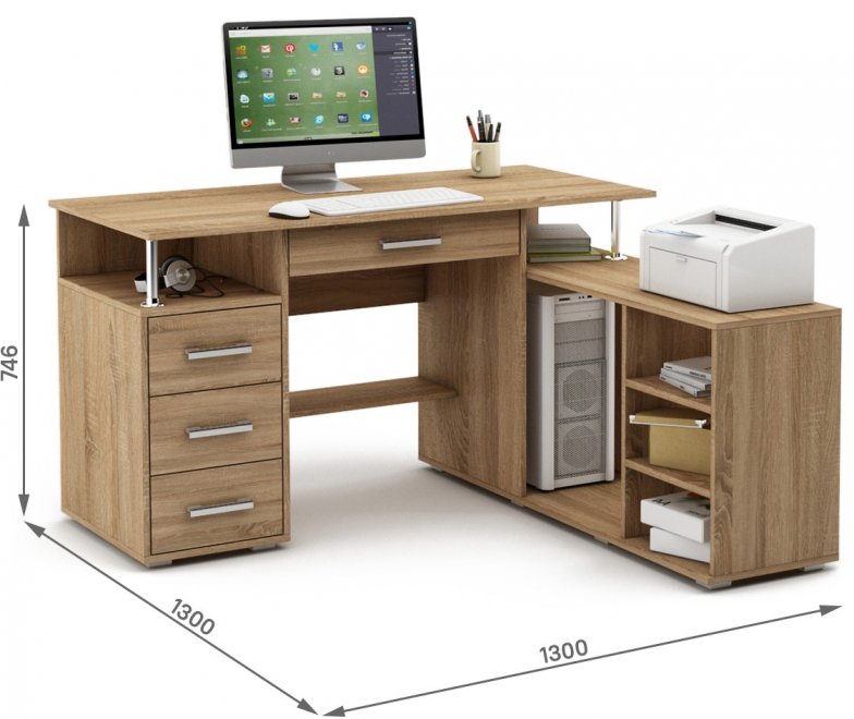 Компьютерный стол Амбер-12Я дуб сонома