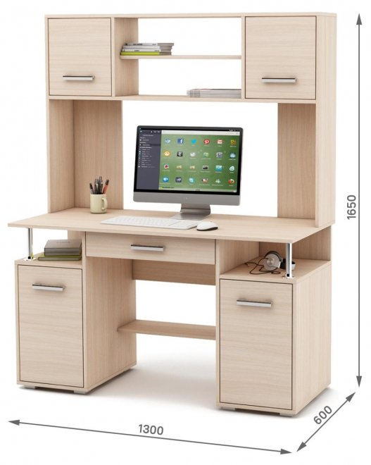 Компьютерный стол Амбер-17Я дуб молочный
