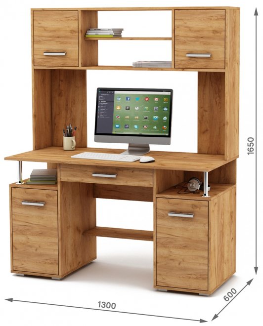 Компьютерный стол Амбер-17Я дуб золотистый