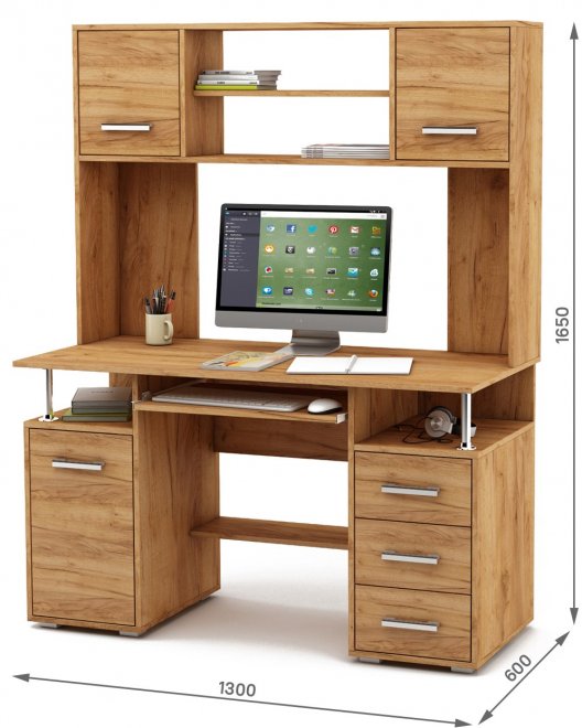 Компьютерный стол Амбер-18К дуб золотистый