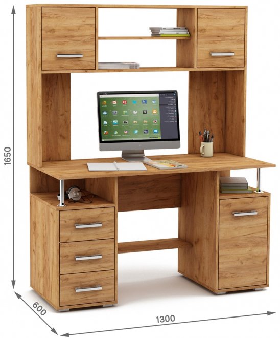 Компьютерный стол Амбер-19 дуб золотистый