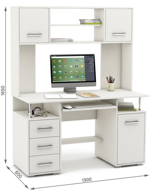 Компьютерный стол Амбер-19К белый