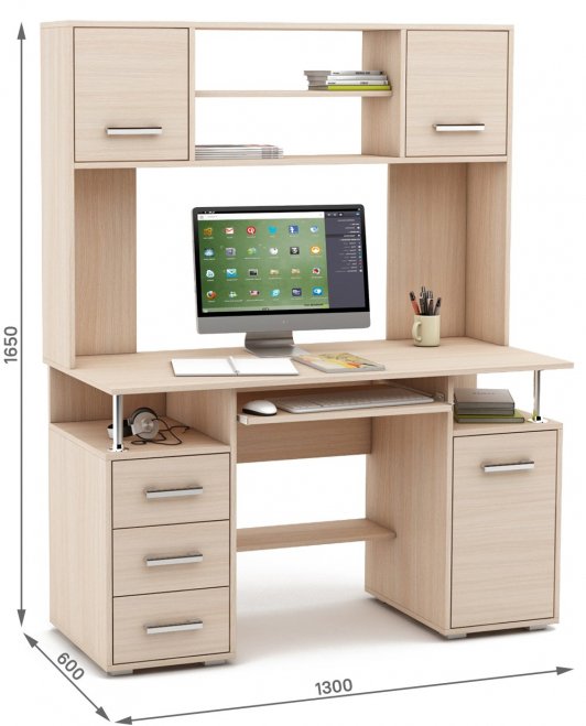 Компьютерный стол Амбер-19К дуб молочный