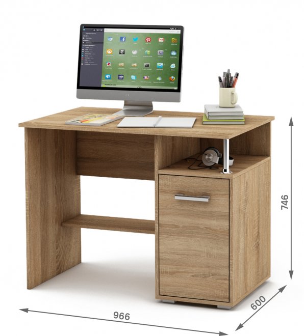 Компьютерный стол Амбер-1 дуб сонома