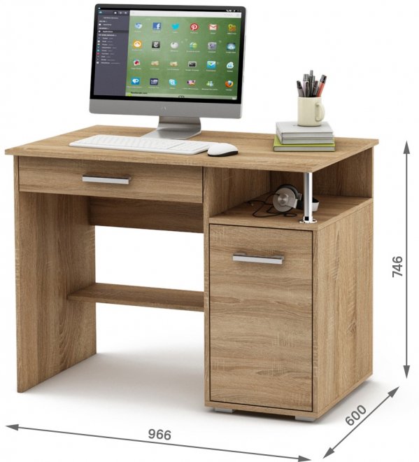 Компьютерный стол Амбер-1Я дуб сонома