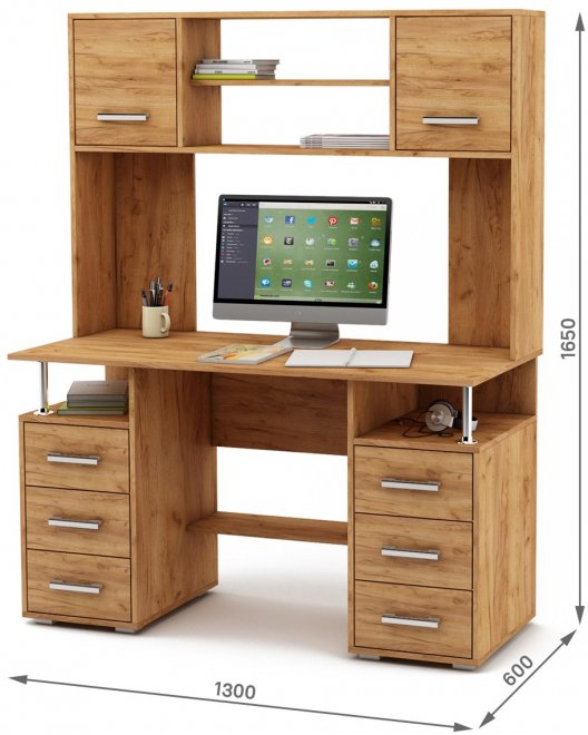 Компьютерный стол Амбер-20 дуб золотистый