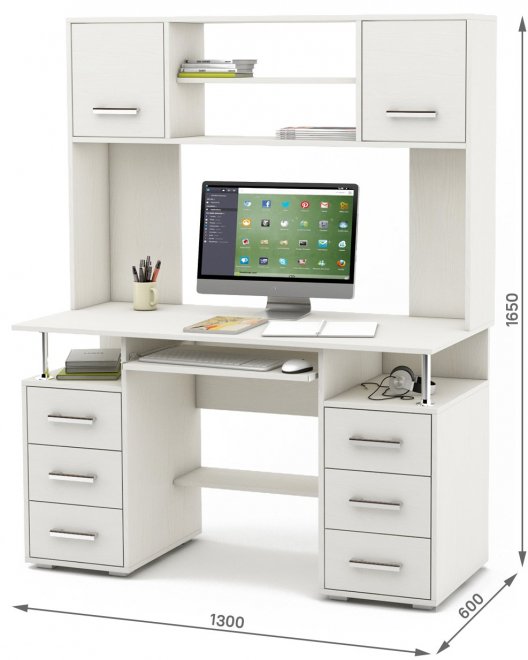 Компьютерный стол Амбер-20К белый