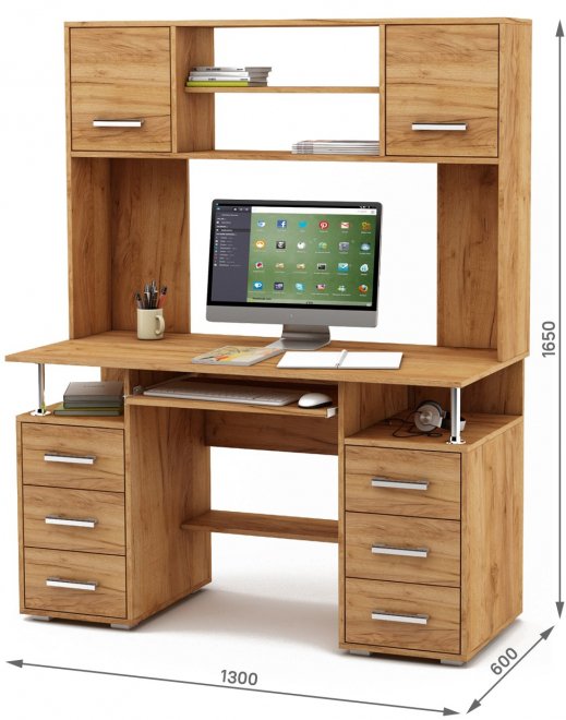 Компьютерный стол Амбер-20К дуб золотистый