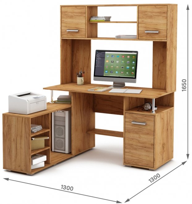 Компьютерный стол Амбер-21 дуб золотистый