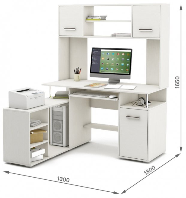 Компьютерный стол Амбер-21К белый