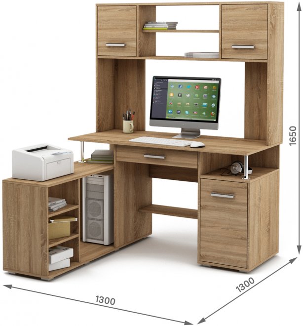 Компьютерный стол Амбер-21Я дуб сонома