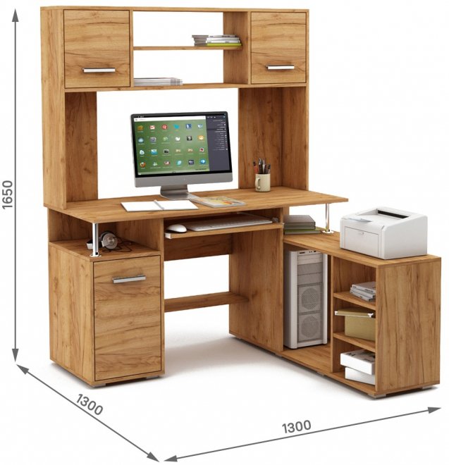 Компьютерный стол Амбер-22К дуб золотистый