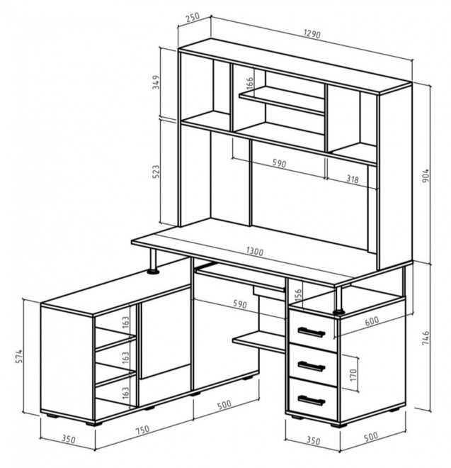 Компьютерный стол Амбер-23К дуб сонома