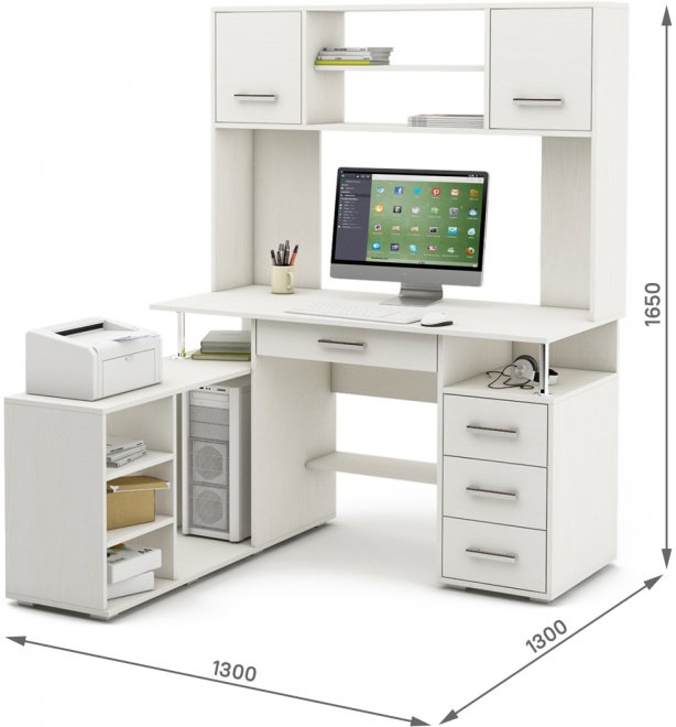 Компьютерный стол Амбер-23Я белый
