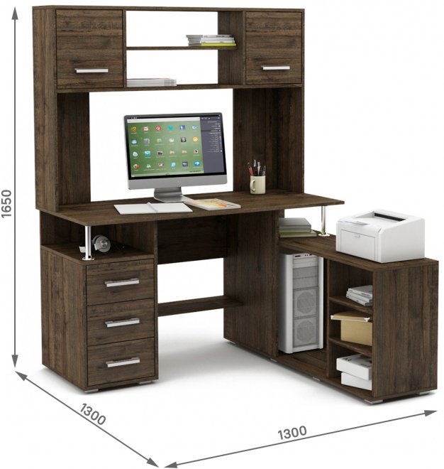 Компьютерный стол Амбер-24 дуб апрель темный
