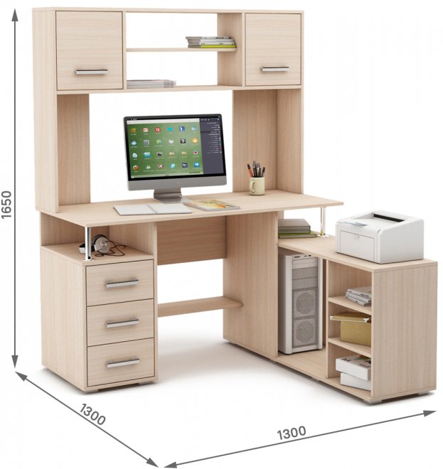 Компьютерный стол Амбер-24 дуб молочный