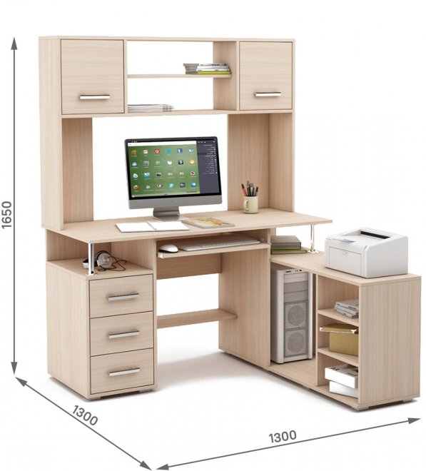 Компьютерный стол Амбер-24К дуб молочный