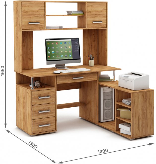 Компьютерный стол Амбер-24Я дуб золотистый