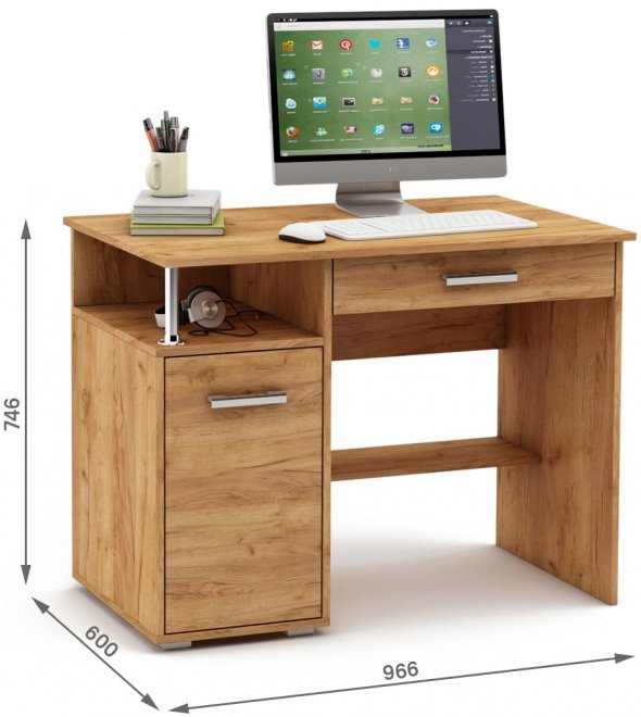 Компьютерный стол Амбер-2Я дуб золотистый