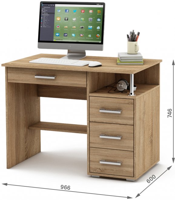 Компьютерный стол Амбер-3Я дуб сонома